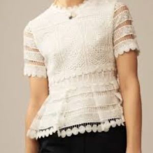 Maje white lace peplum top